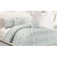 Aqua Damask Queen Bedding Set (BSQ08)