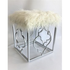 Chic Fluffy Silver Ottoman (OT03)